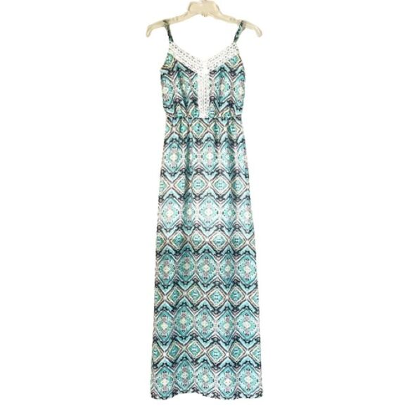 Maurices NEW Boho Spaghetti Strap Sheer Bottom Crocheted Maxi Dress - Picture 1 of 16